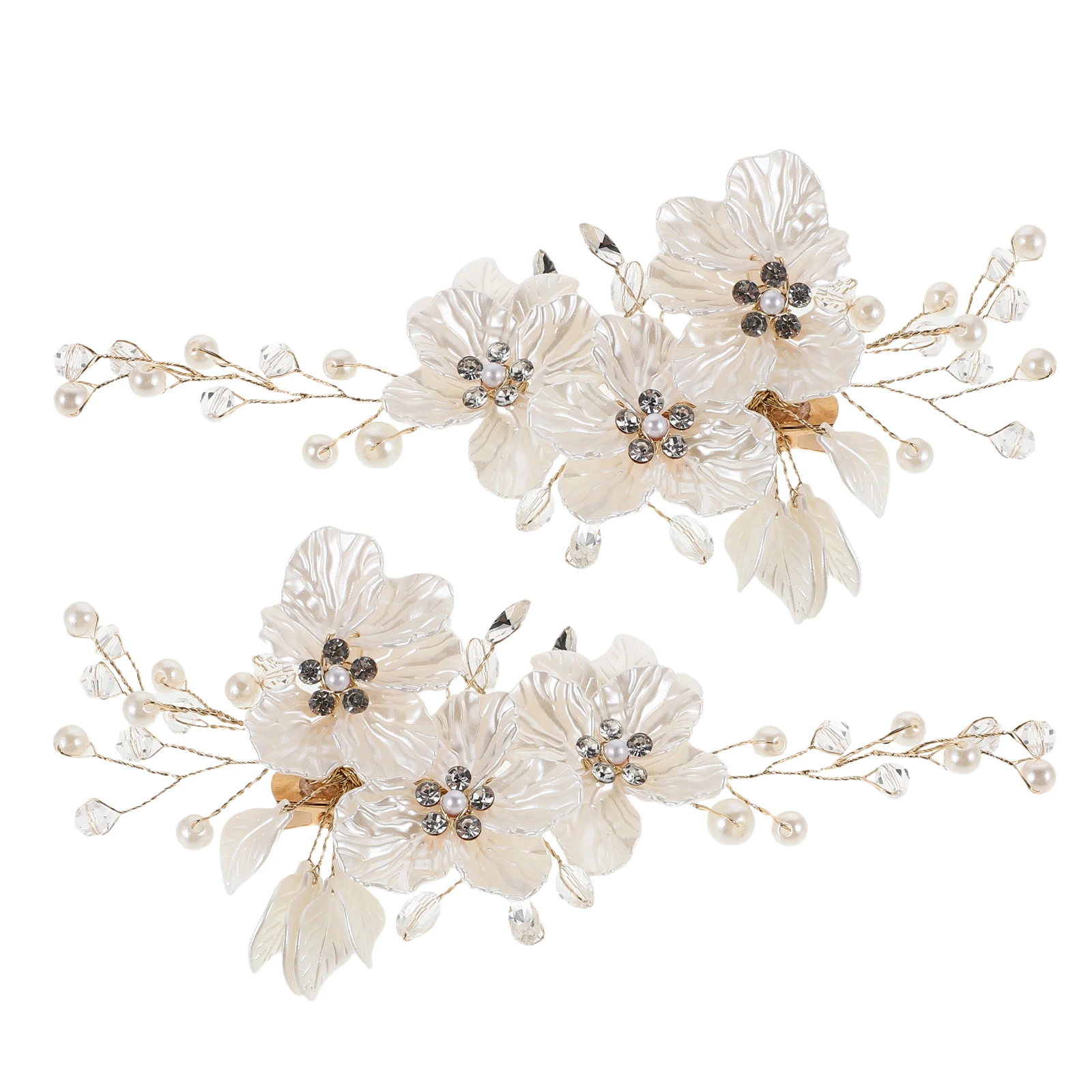 

2Pcs Pearl Bridal Hair Clips Rhinestone Wedding Jewelry Bridesmaid Flower Accessories Updo Headpiece Flower Hair Clips for Updo