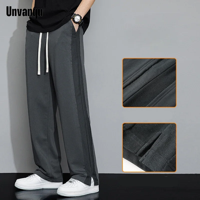 

UNVANQU Autumn Man's Y2K Black Hip Hop Streetwear Fashion Jogger Trousers Casual Ankle Slit Sweatpants Male Pants Big Size 4XL