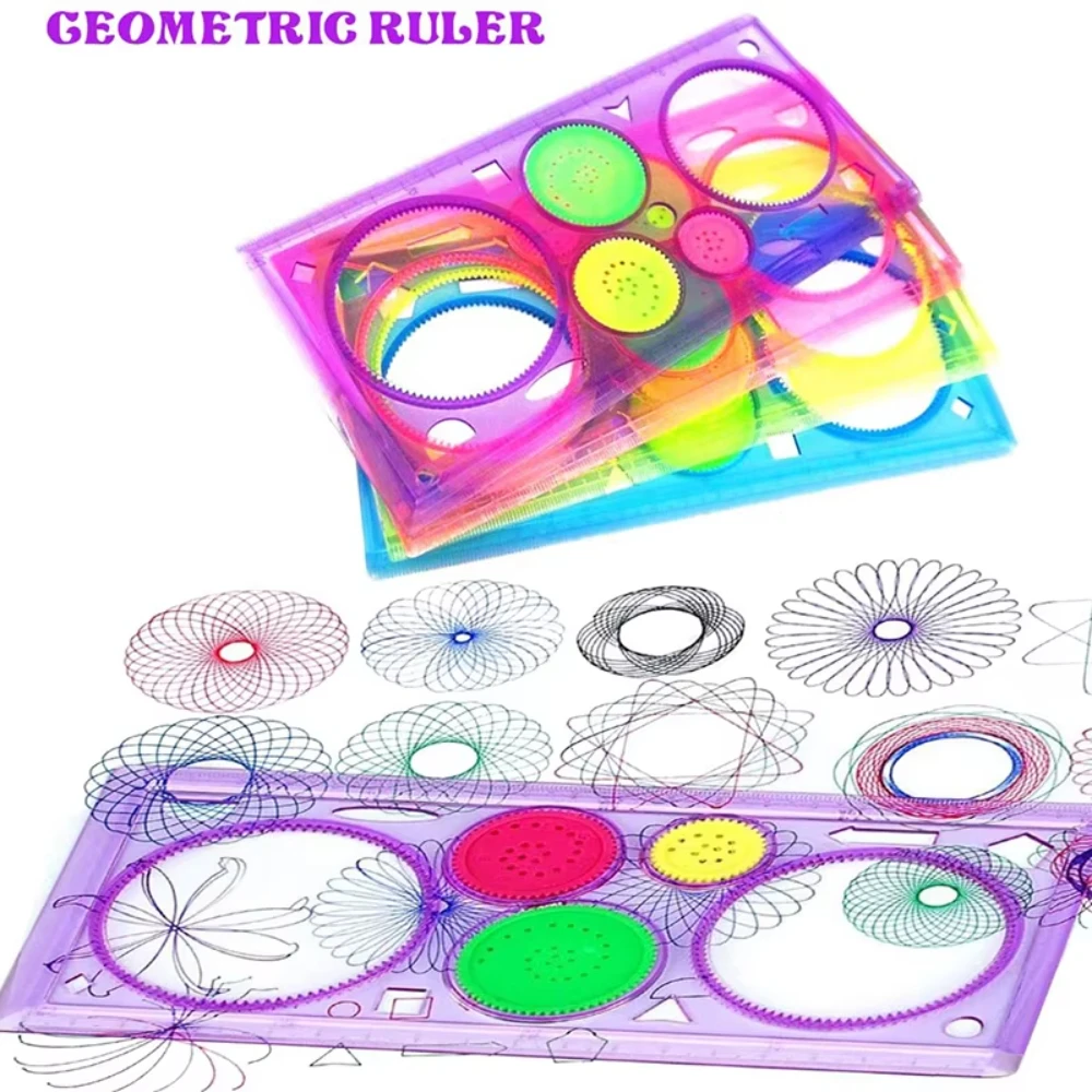 Geometria Spirografo Disegno Stencil Set Modello di pittura Righello Arte artigianale Creativo Bambini Giocattolo educativo per bambini Ragazze Ragazzi Regalo