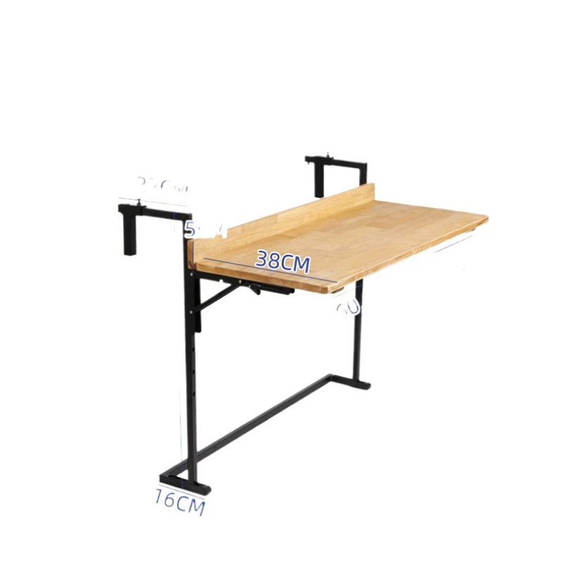 

Solid Wood Foldable Hanging Bar Table Space-Saving Balcony Railing Desk for Small Homes Indoor/Outdoor Breakfast Counter