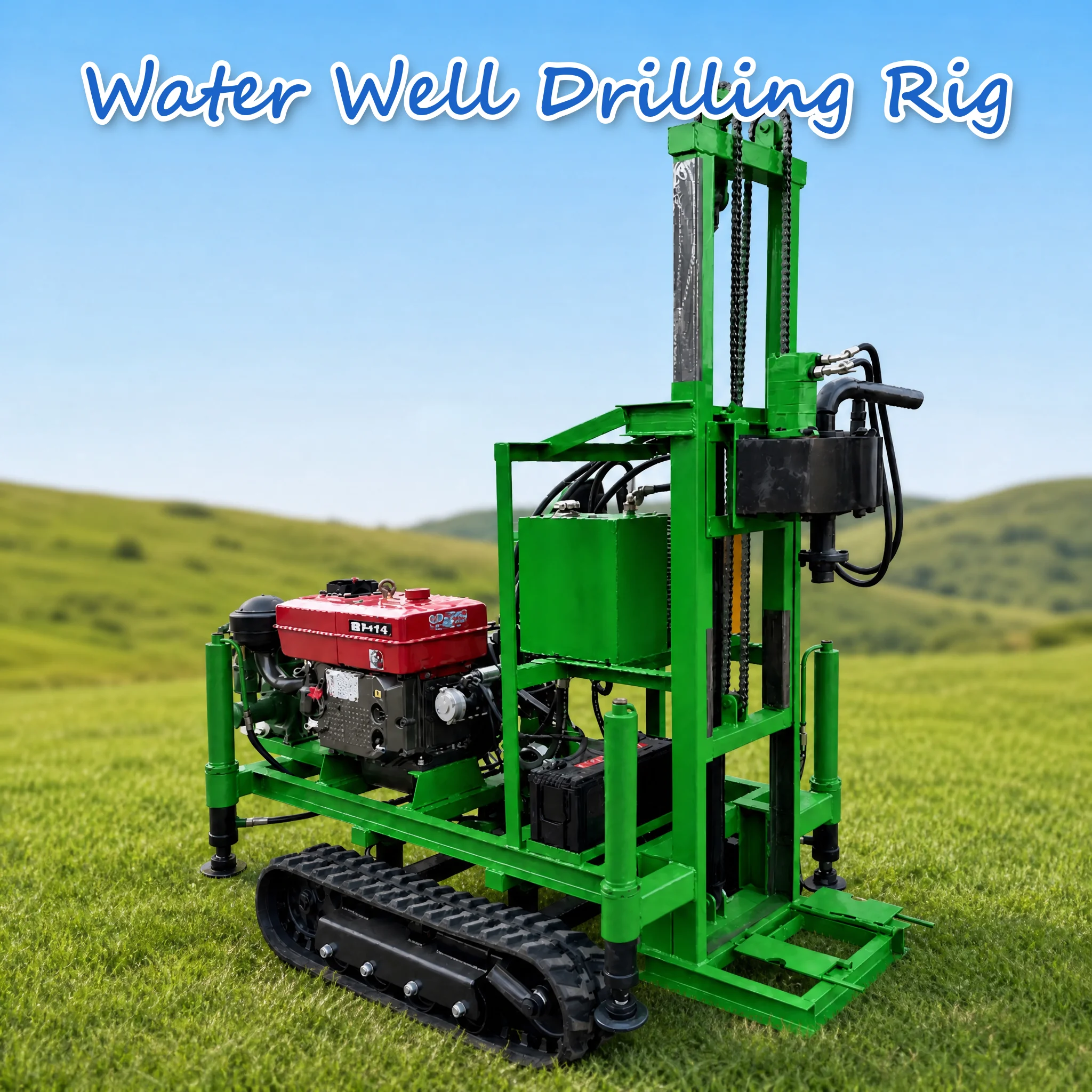 Customized Well Drilling Rig Hydraulic Control System Diesel Powered 22 to 35HP Crawler Base for Irrigation Peak Power Output