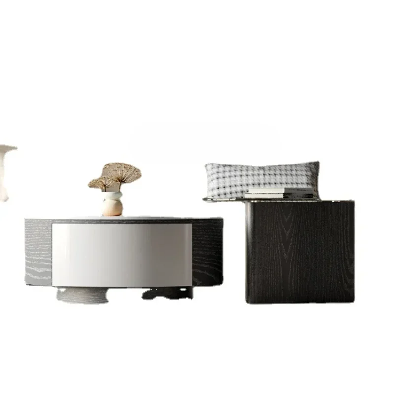 

Minimalist Combination Living Room Light Luxury Paint Small Large round Retractable Child and Mother Tea Table