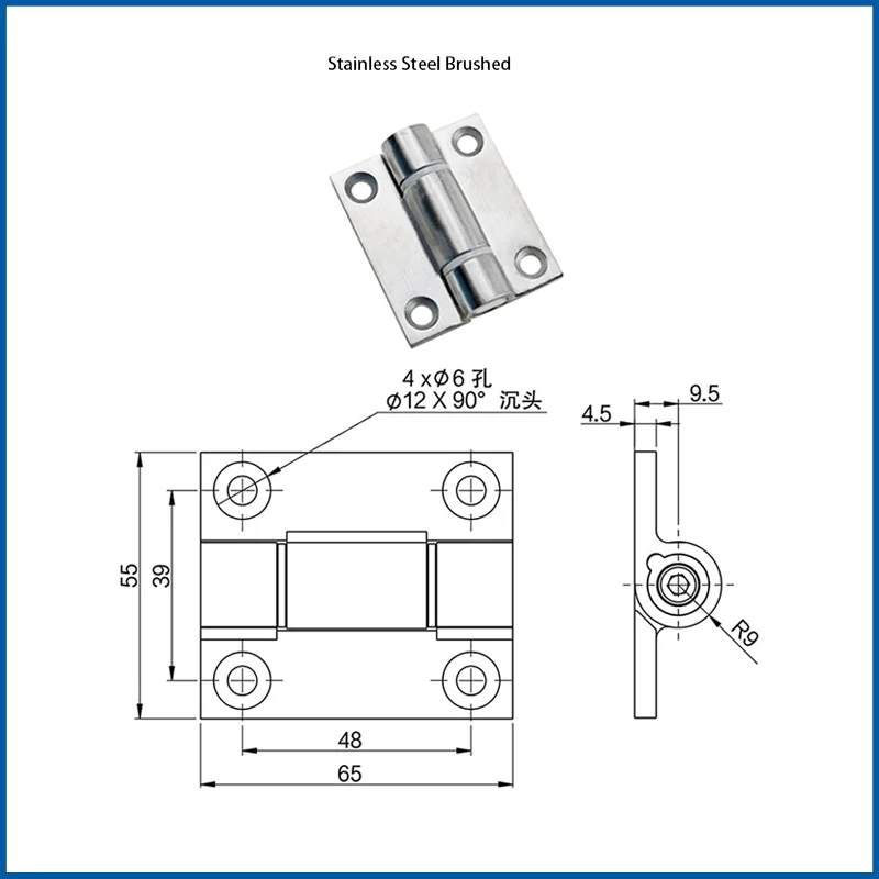 Industrial Equipment Stainless Steel Hinge Locatable Torque Force Adjustable With Any Stop Damping Hinge