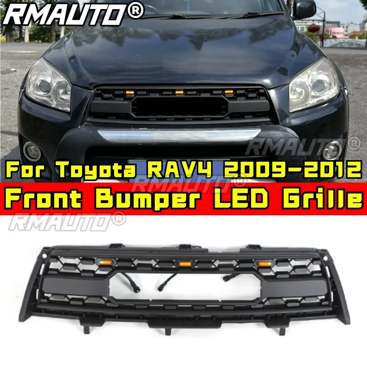 Bumper Grill for Toyota RAV4 2009-2012 Car Front Bumper Racing Grill Body Kit ABS Plastic Front Bumper Grille Car Accessories