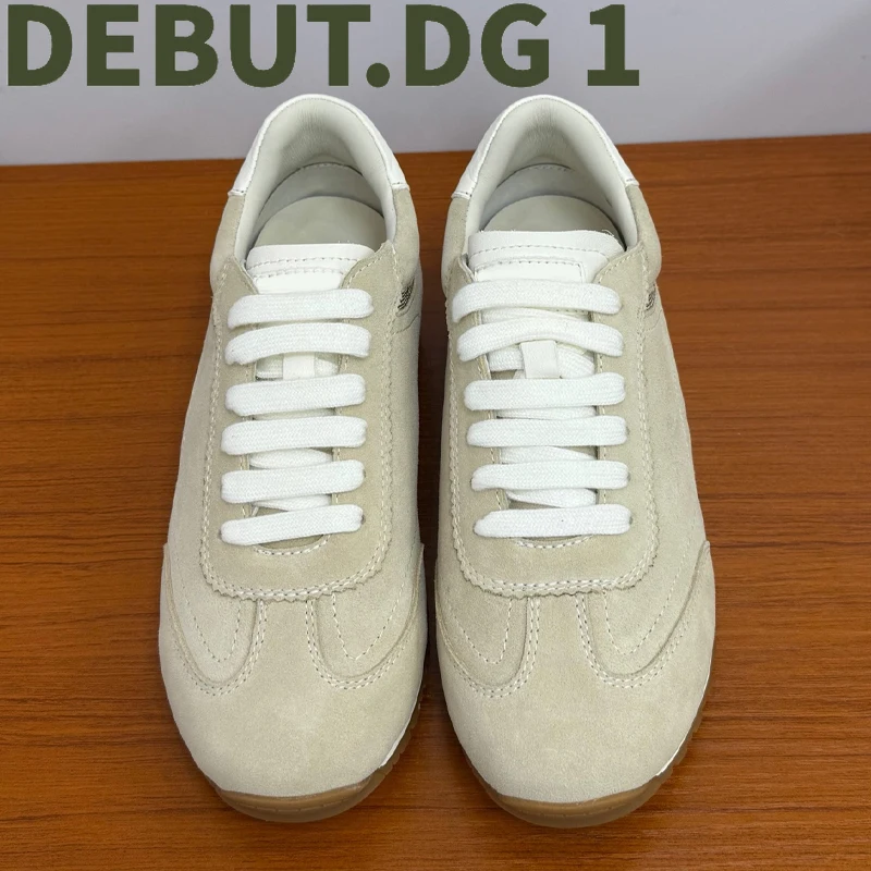 Women's Retro Training Shoes Early Autumn New, Suede & Leather Upper with Chain Detail, Comfortable Lace-Up Casual Sneakers
