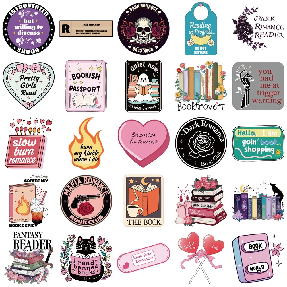 10/50pcs Kindle Dark Romance Book Club Bookish Stickers Spice Dragon Girl Reader Decals DIY Car Ipad Phone Laptop Diary Sticker