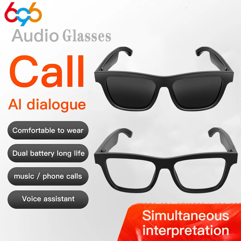 

AI Simultaneous Translation Smart Audio Glasses Wireless Bluetooth Sunglasses Sports Earphone Music HD Mic Call Headphon Outdoor