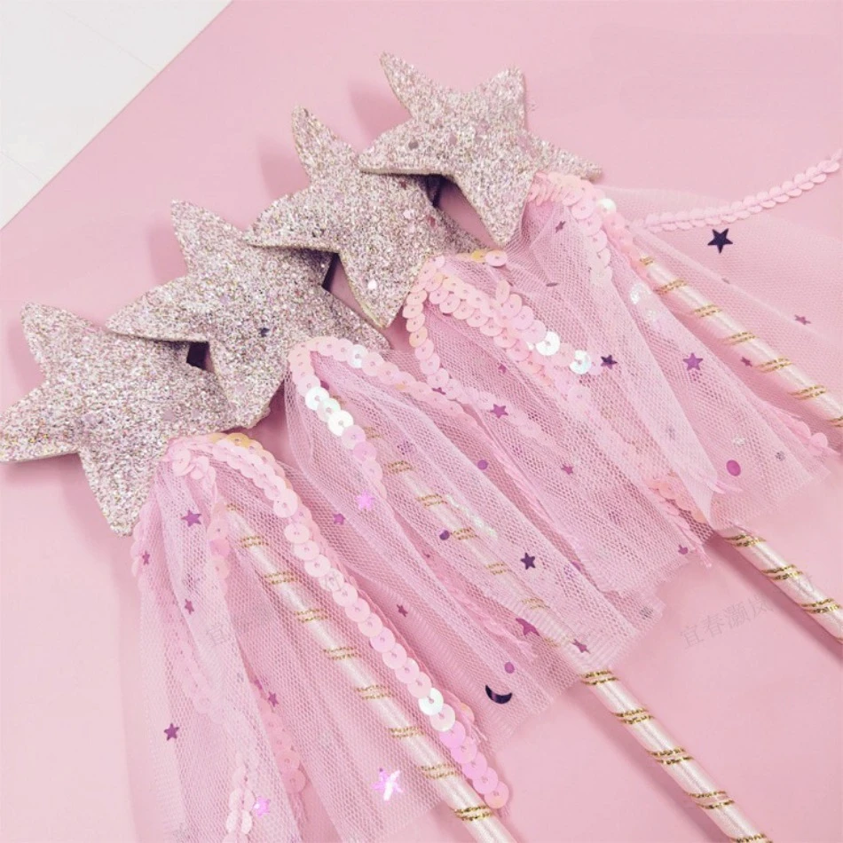 

1/3/6/12pcs Fantasy Stars Wand for Children Halloween Princess Wand with Glitter Stars and Tassels Magical Playtime Accessories