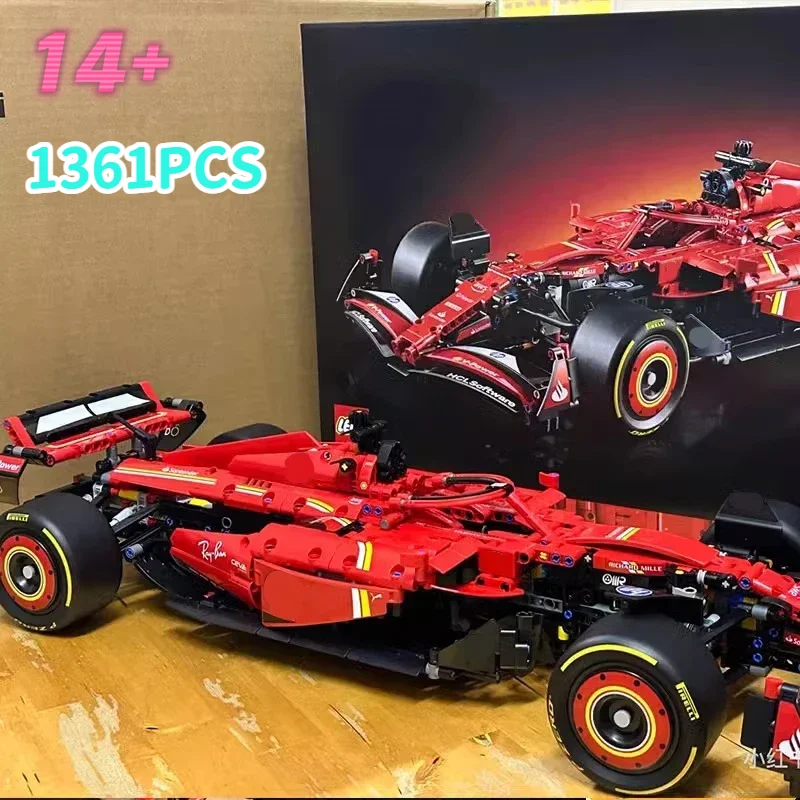 

НОВИНКА 2026: Красный спортивный автомобиль из строительных блоков, механический конструктор F1-42207, гоночный автомобиль для сборки, подарок на день рождения для детей, модель SF-24