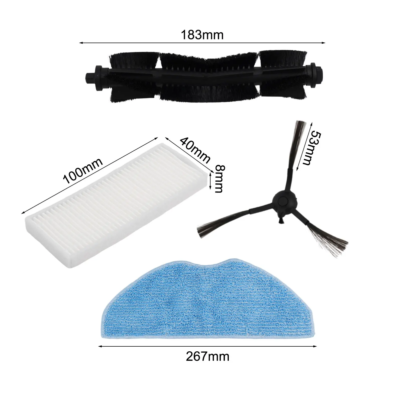 Effective Dirt and Debris Removal Main Brush Filters and Mop Cloth Kit for Tefal For Xplorer Serie 75 S+ RG8597W