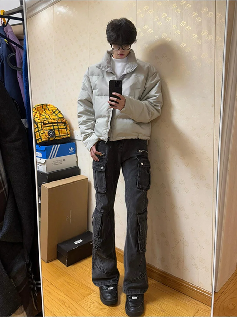 

Мужские джинсовые рабочие брюки Cleanfit для осени и зимы, с множеством карманов, стильные прямые джинсы, свободные длинные брюки в американском стиле