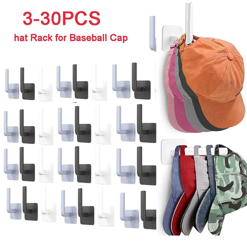 3-30pc hat Rack for Baseball Cap Adhesive Hat Hooks for Wall Cap Hanger Storage Cap Organizer No Drilling Hat Holder for Door