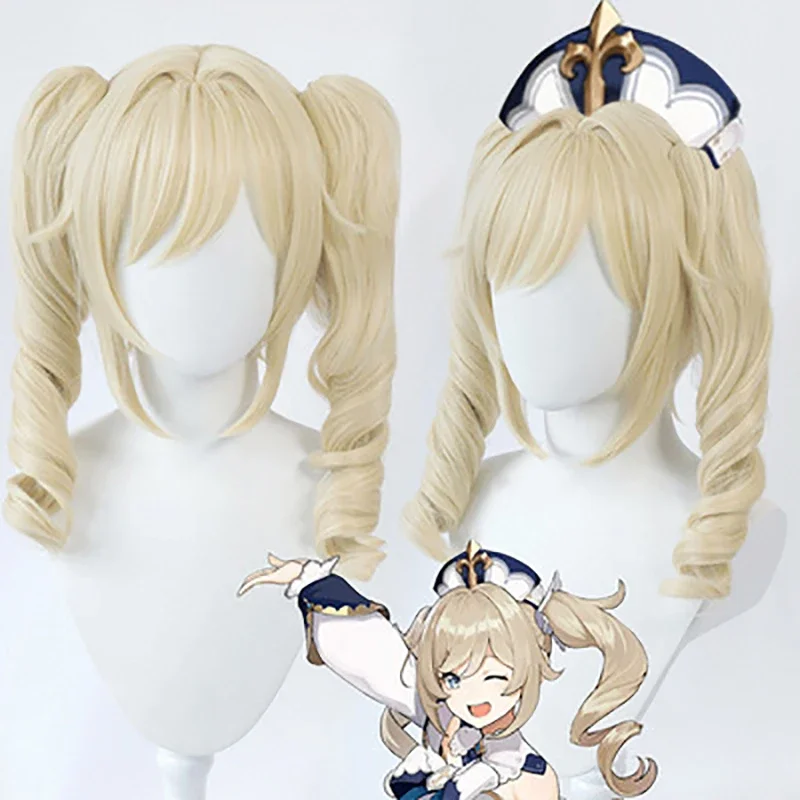 HN8 Gioco Genshin Impact Barbara Costume Cosplay Ragazze Abiti da principessa Lolita Cameriera Vestiti Parrucca Vestito Anime Uniforme Halloween 8...Gf