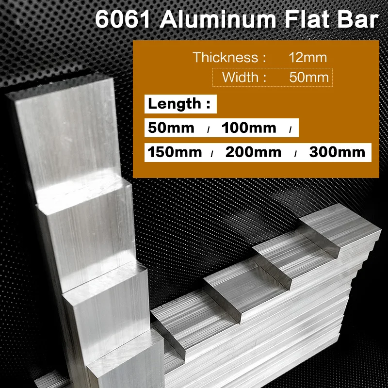 6061 Aluminum Alloy Flat Bar Thickness 12mm Width 50mm Length 50mm 100mm 150mm 200mm 300mm