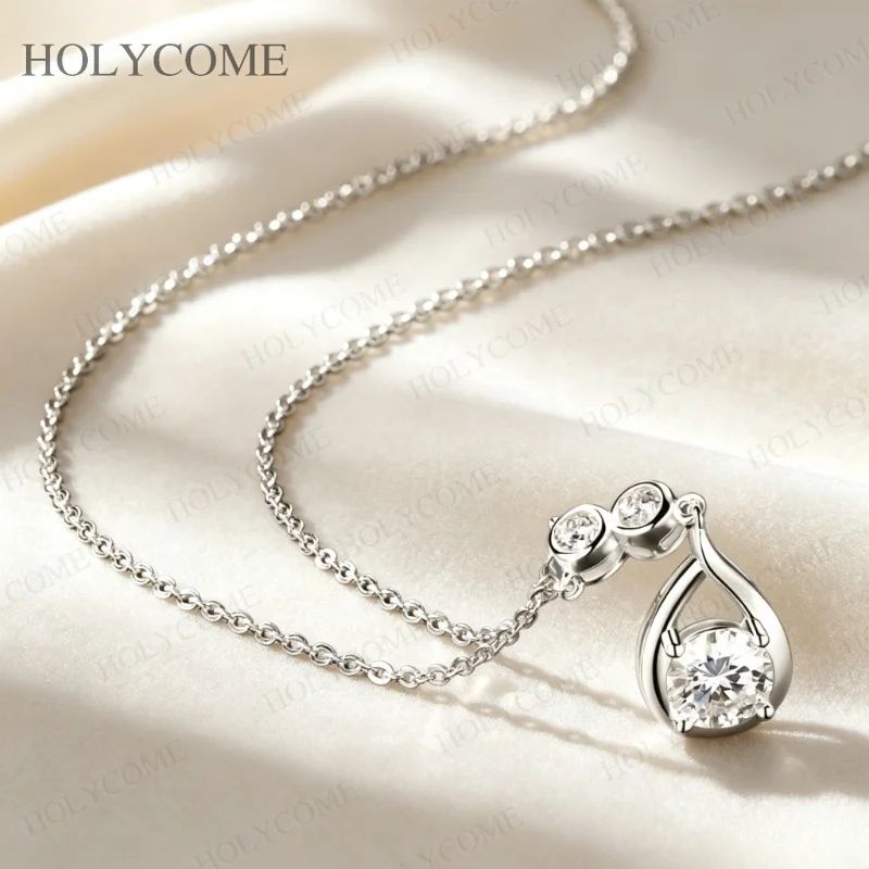 925 Sterling Silber Halskette mit Moissanit für Damen, 18k vergoldeter Schmuckanhänger, Geschenk für Geburtstagsfeier, Schmuckgeschenk, Neu – Detail 7