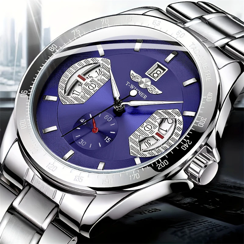 High-End Luxury Men's Watch, Fully Automatic Mechanical Watch, Hollow Design, Fashionable Business Casual, Simple and Best-Selling, Round Dial, Mechanical Self-Winding, Suitable for Husband, Boyfriend, No Battery Needed