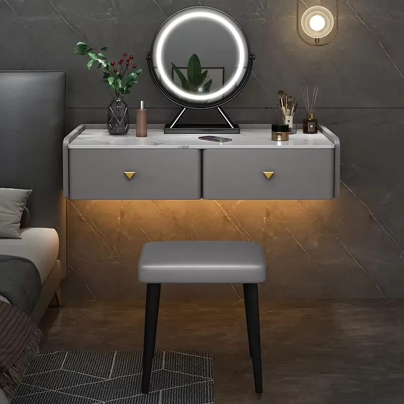 Light Dressing Table Desk Bedroom Hanging Wall-mounted Modern Simple Suspended Led Mirror Storage Cabinet Makeup Table