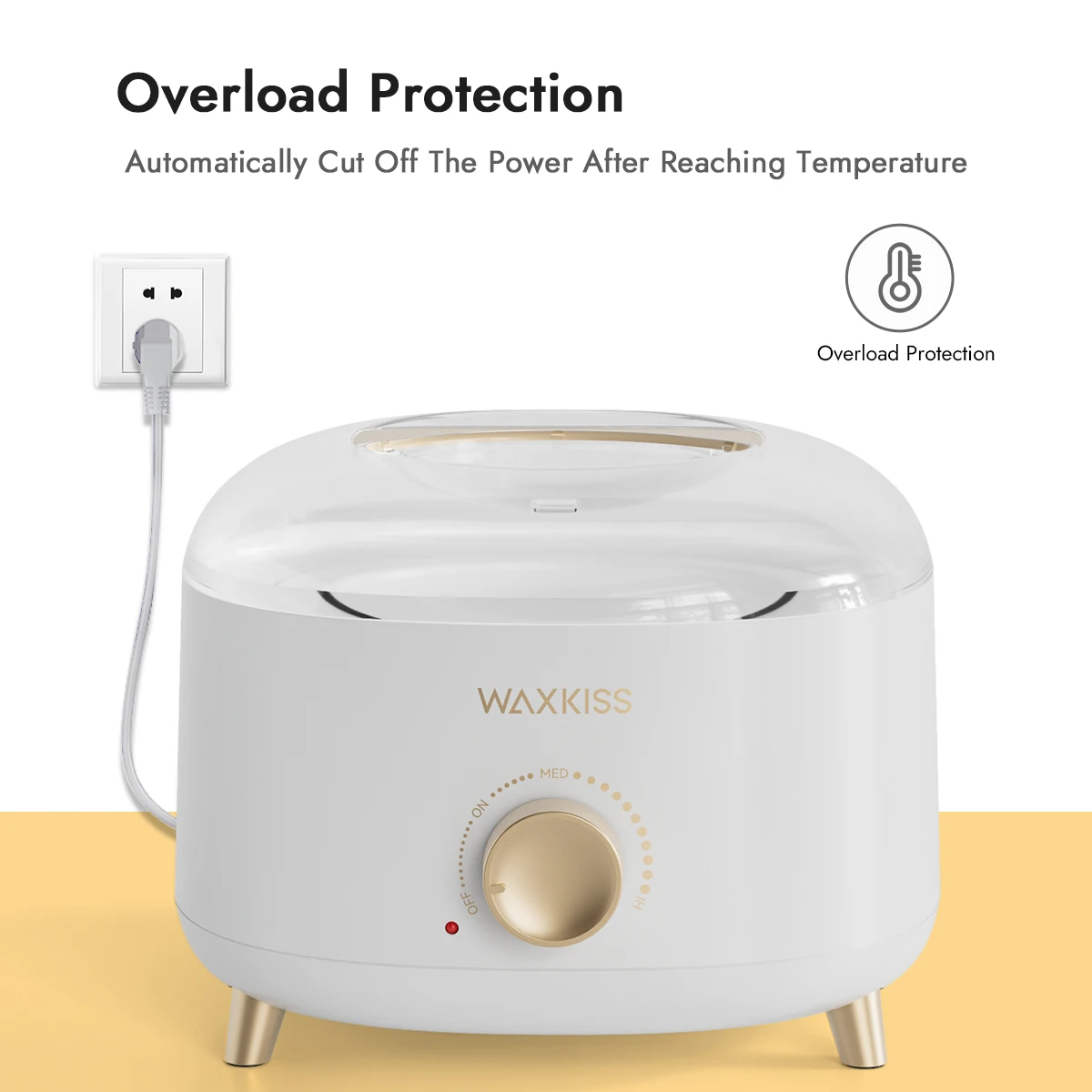 WAXKISS Single Wax Heater Machine, 500ML Heat Resistant Silicone Inner Pot Easy Clean Compatible With All Types Hair Removal Wax