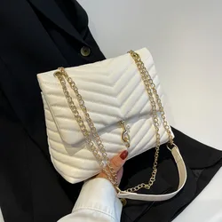 2024 Casual Chain Crossbody Bags For Women Fashion Striped Shoulder Bag Large Capacity Flap Ladies Handbags