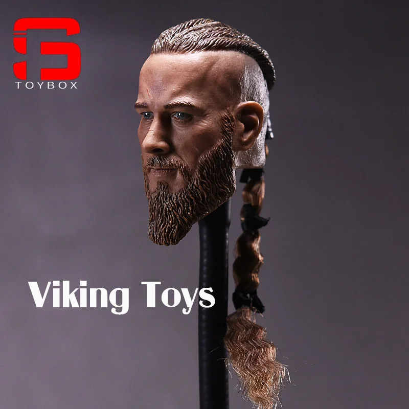 Auf Lager 1/6 Viking männliche Kopfskulptur mit Zopf Viking Militär antikes Thema Kopfschnitzmodell für 12" Actionfigur Körper