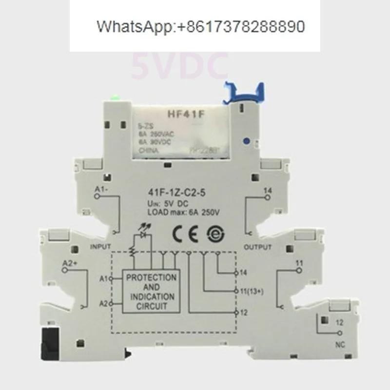 10pcs HF41F 24-ZS 12-ZS 5V 12V 24V  1CO Slim/SSR Relay Mount On Screw Socket with LED and Protection Circuit Wafer relay