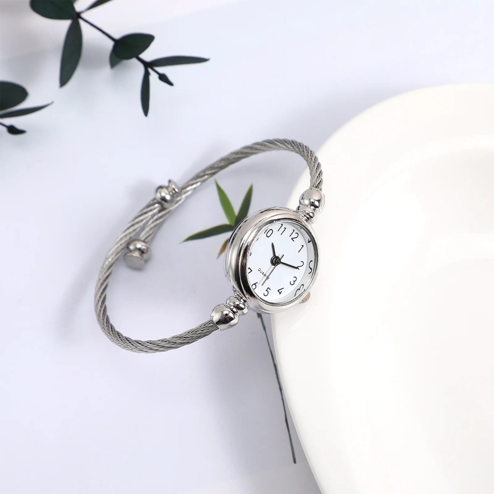 Bracelet Wristwatch Women Gift Watches Pearl Bracelets for Silver Bling Adjustable Miss Girl Mom Gifts