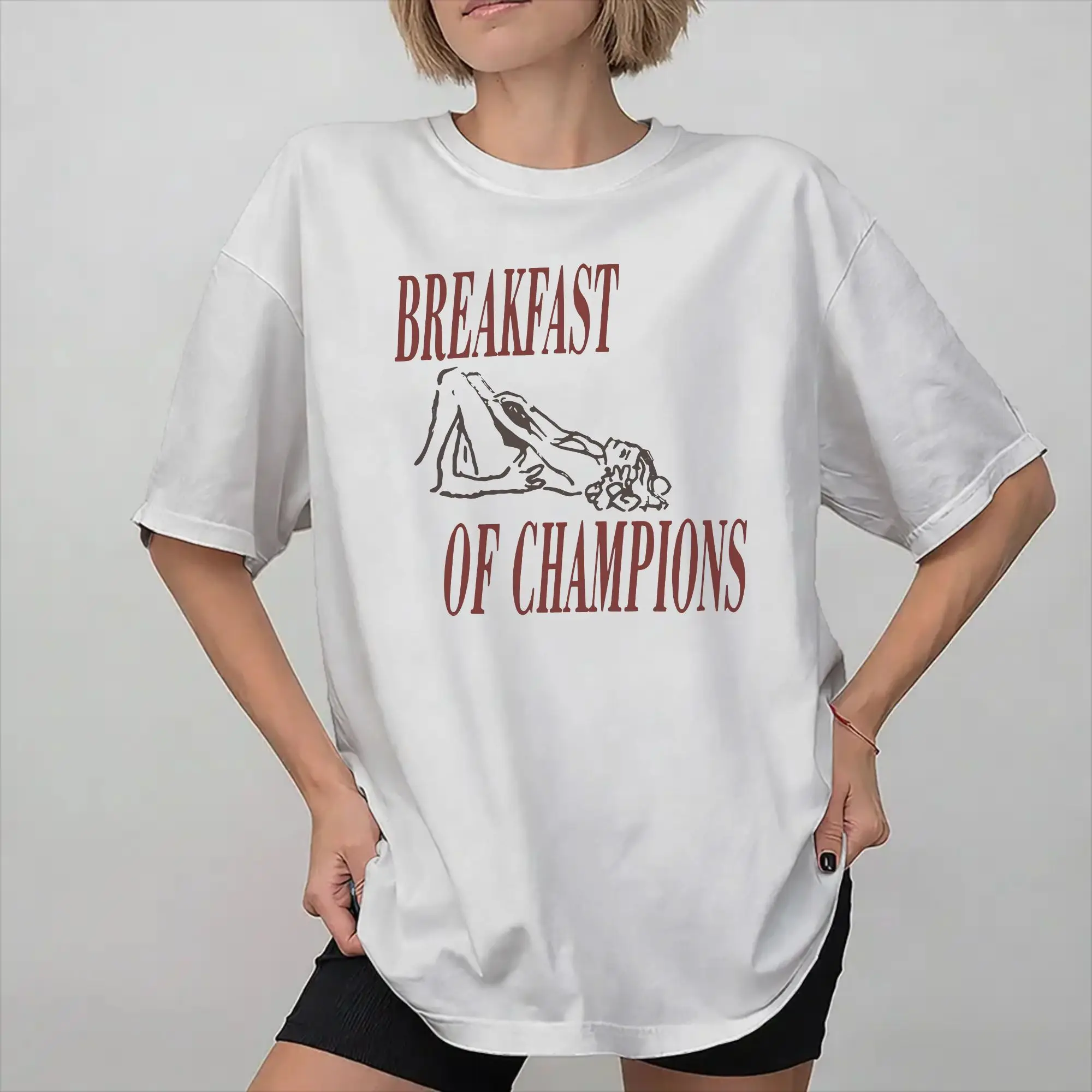 New Arrival Breakfast of Champions  T Shirt For Unisex  Pure Cotton Tee Shirt Short Sleeve Clothing