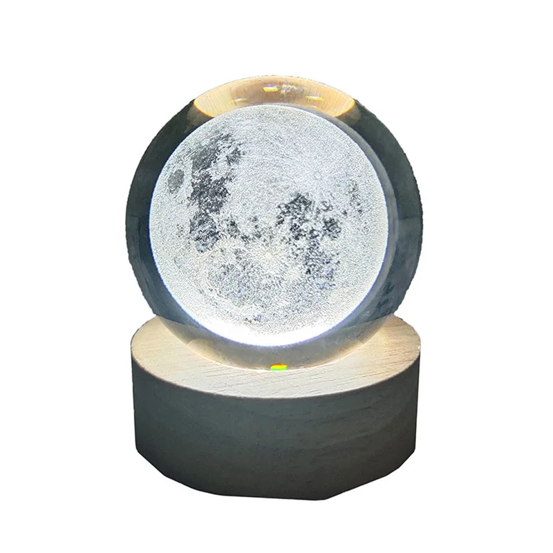 Luna sistema solare incandescente sfera di cristallo luce notturna Desktop decorazione regalo di compleanno decorazione