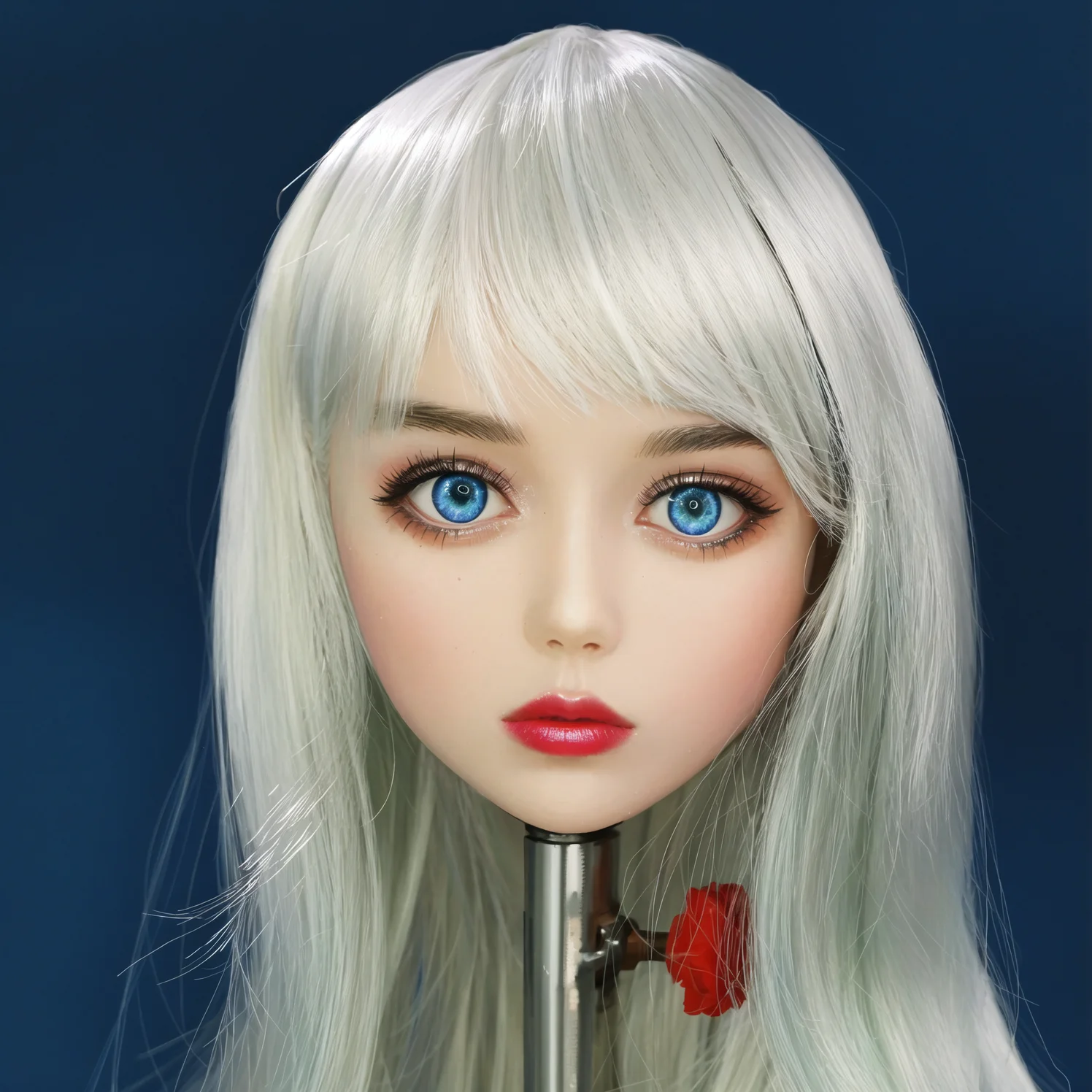 Modello perfetto per la testa della fidanzata, materiale TPE, occhi azzurri, consistenza morbida, decorazione da tavolo, giocattolo per adulti maschi, può essere venduto separatamente parrucca