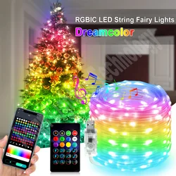 50m 20m 10m 5m 1m Weihnachts beleuchtung führte Lichterkette Licht USB Smart Bluetooth Vorhang Lichter Girlande für Home Party Dekoration