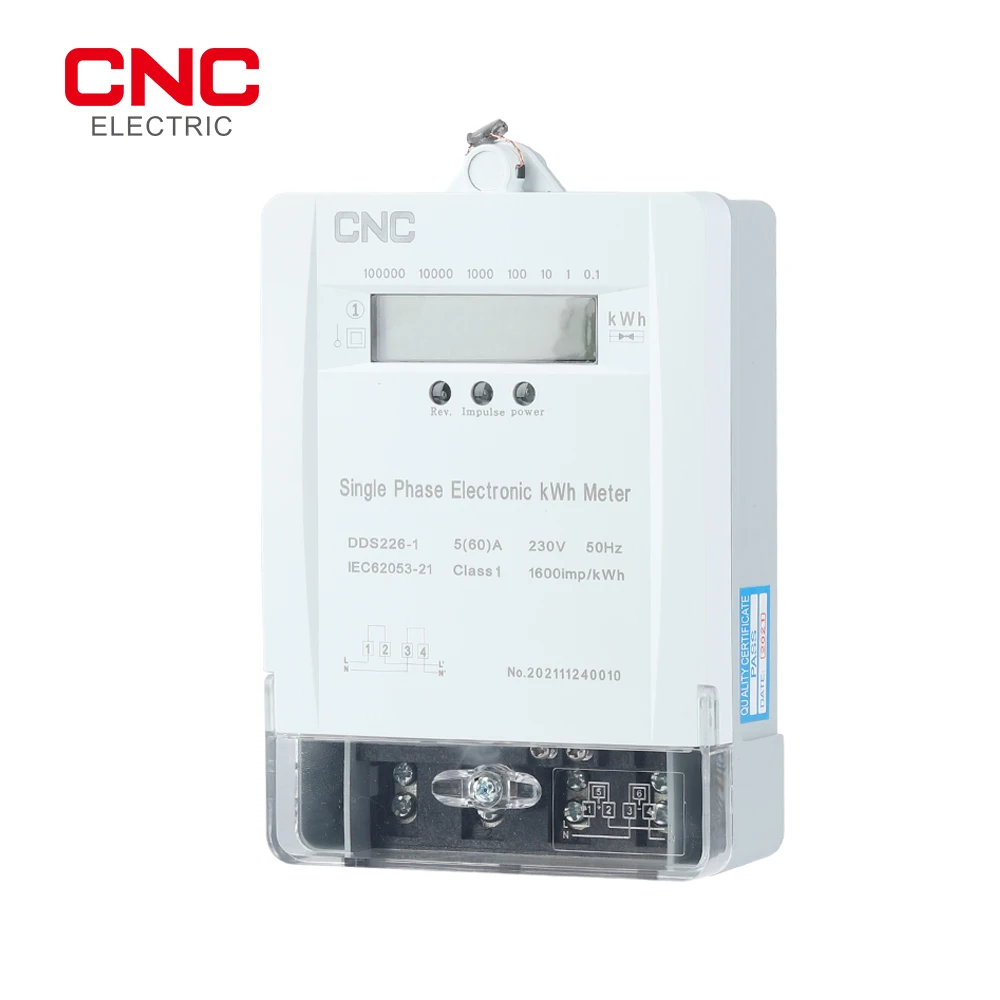 CNC DDS226-1 230V 50Hz Max 60A Class 1 Single-phase Electronic Energy Meter AC Active Energy High Quality