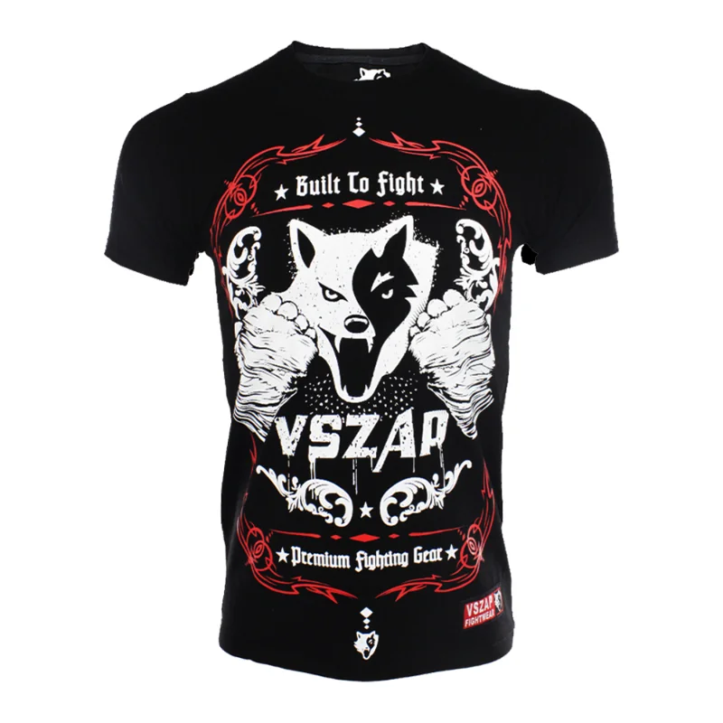 MMA Formaları VSZAP ucuz mma T-shirt Spor muay thai giyim erkekler Pamuk roupa mücadele Rahat S-4XL Beyaz kurt başkanı boxer