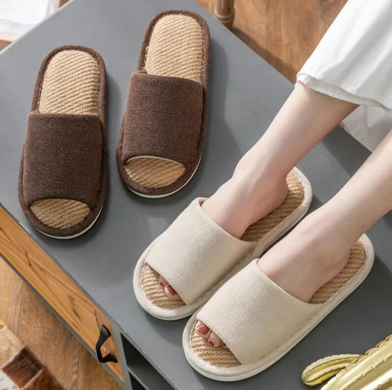 Japanese Linen Slippers Home Cotton Slippers Lovers Anti Slip Warm Slippers Shoe for Woman Slippers Comfortable Fashion