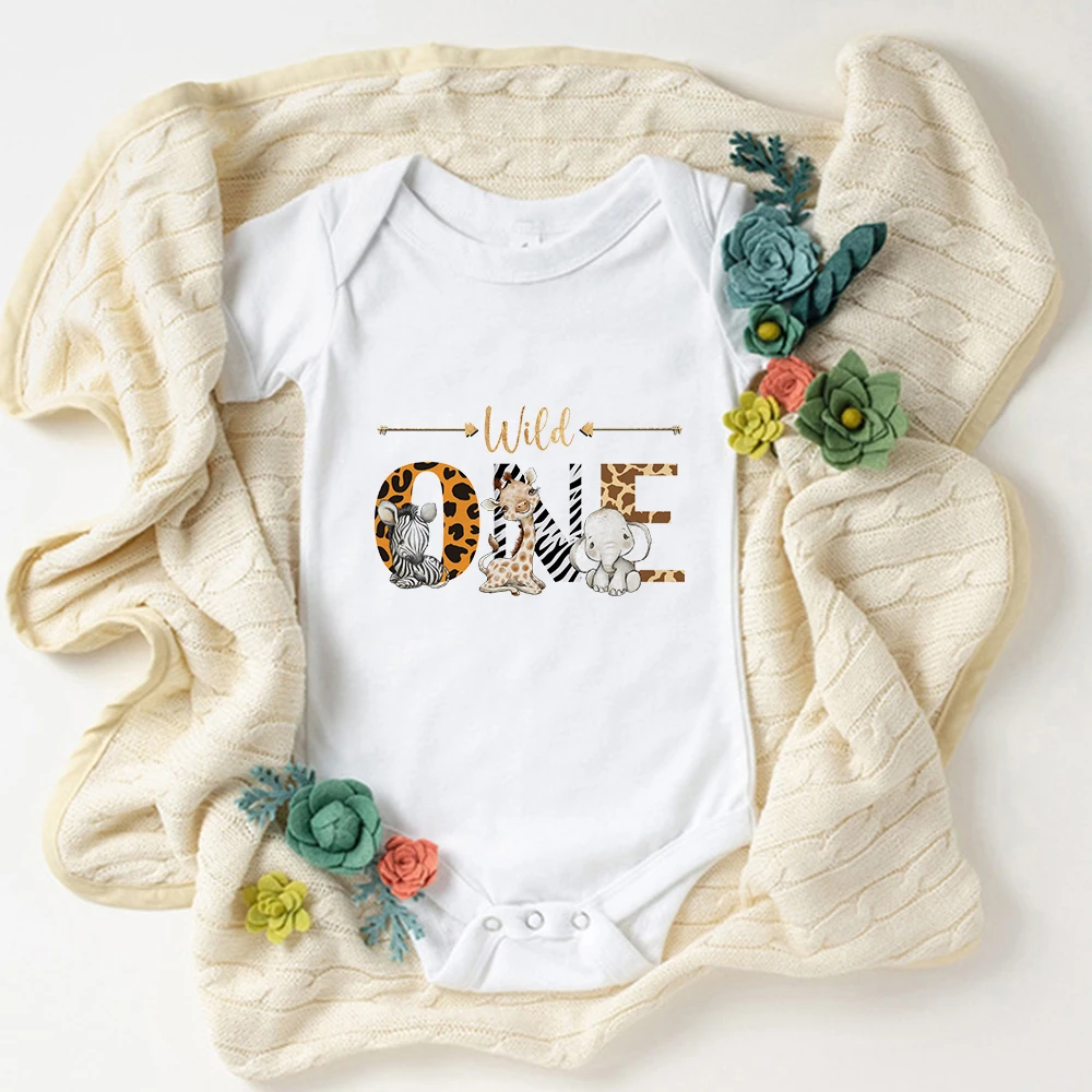 

Wild One Cute Animal Baby Girl Boy Clothes Newborn Bodysuits 100% Cotton Cozy Breathable Summer Infant Onesies Free Shippng