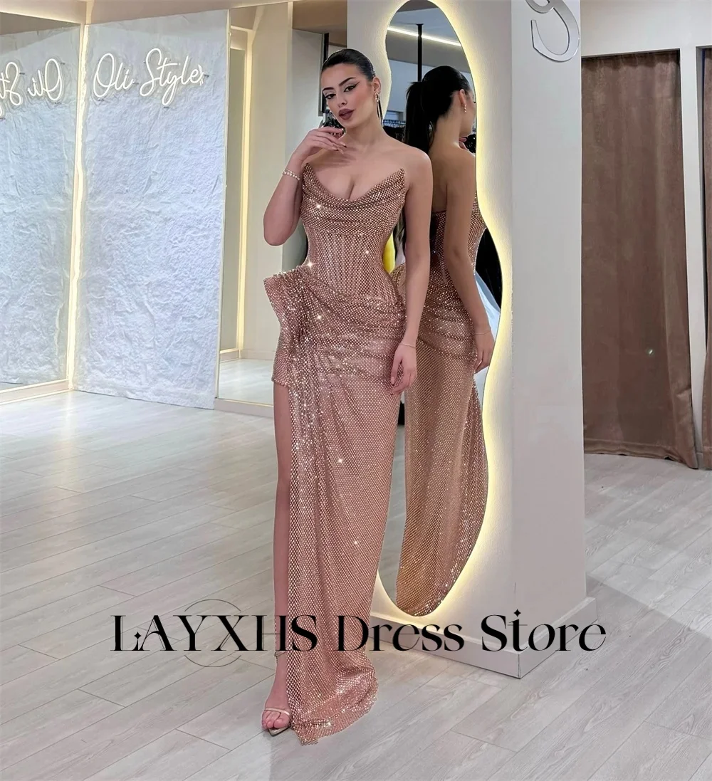 LAYXHS Sexy Sweetheart Avondjurken Vrouwen Zeemeermin Zijsplit Plooi Formele Prom Jurken Aangepaste فسات Gonzamentos doa