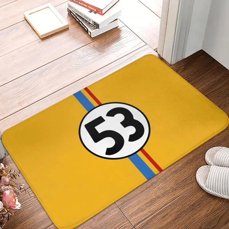 Custom Classic Racing Car Herbie 53 Front Door Floor Entrance Mats Indoor Kitchen Bath Doormat Balcony Carpet Rug