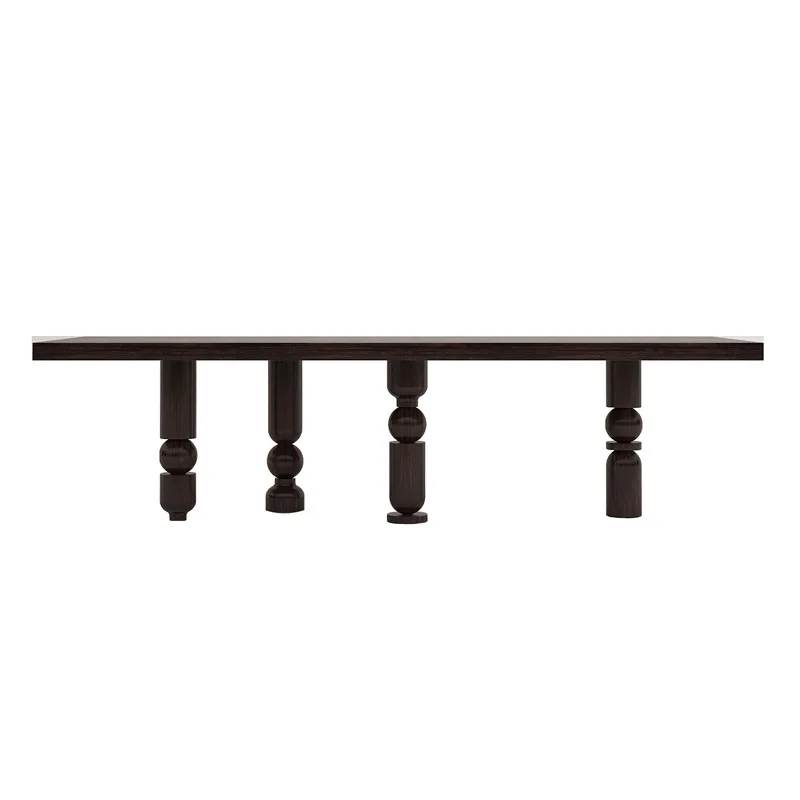 Nordic solid wood rectangular retro dining table small apartment light luxury style, conference table villa living room