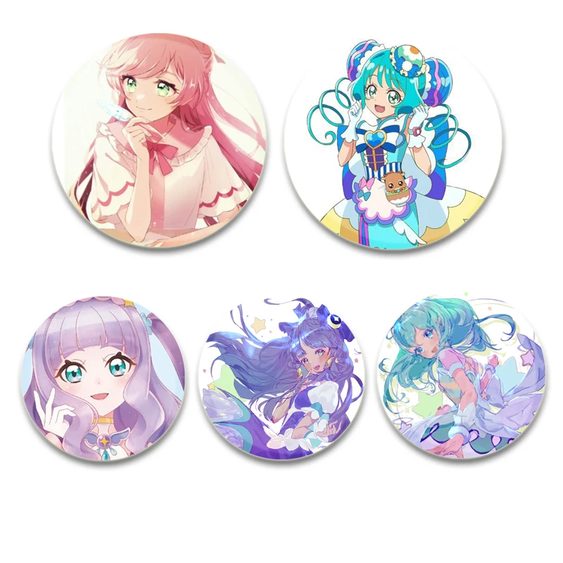 SuitePrecure HD Print Brooch Anime Badge Cartoon Figure Sakagami Ayumi Cure Melody Round Display Brooches Handmade Pins Jewelry