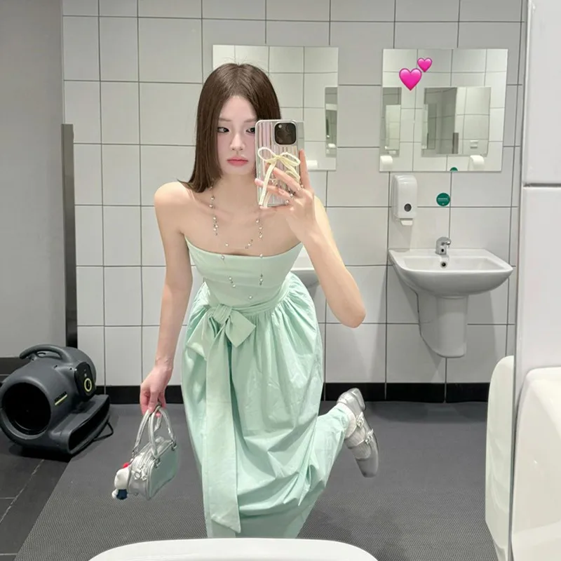 Abiti senza maniche da donna in stile asiatico invernale in raso plissettato a mano con arricciatura smock con perline alla moda artistico drammatico squisito