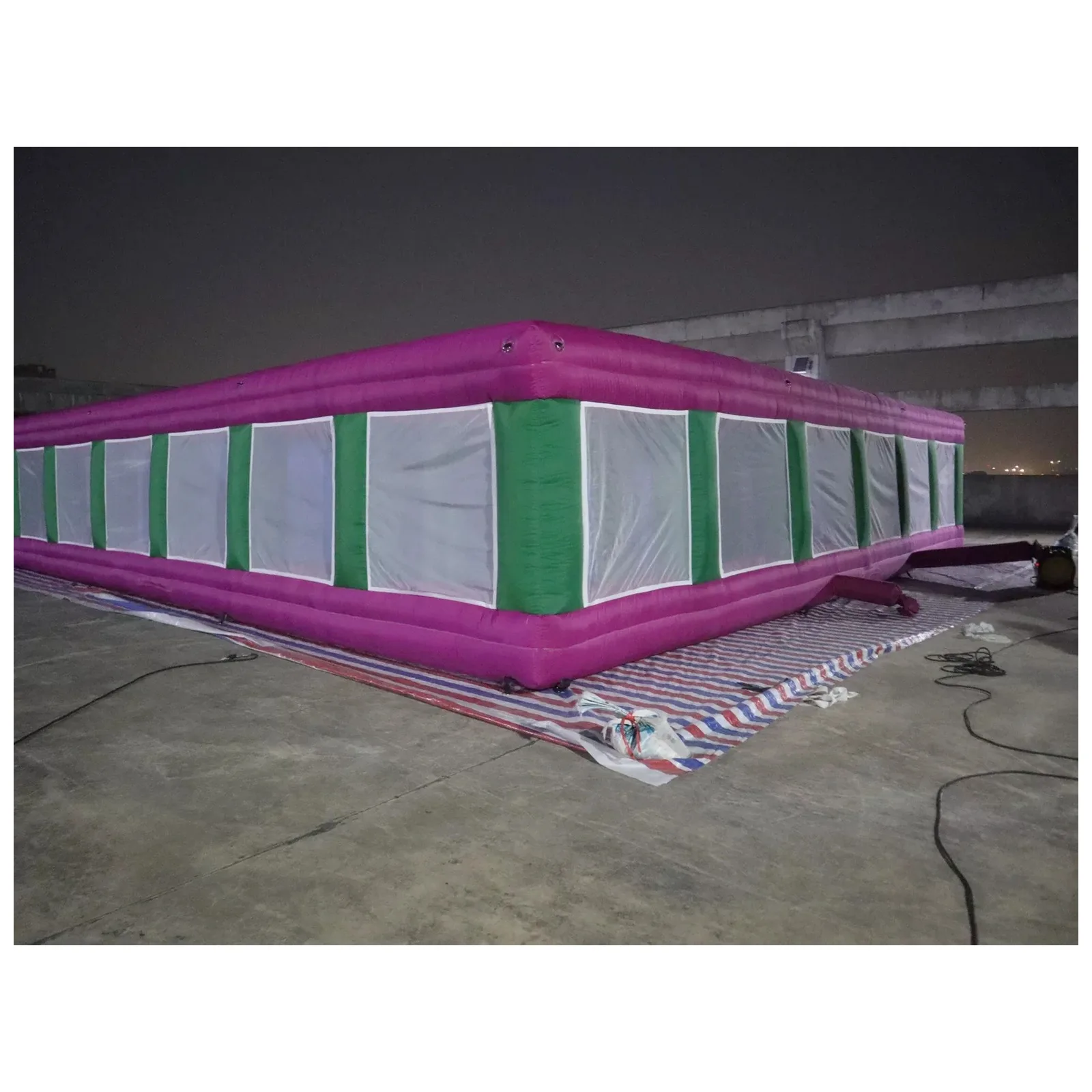 Large Magenta Green Mesh Open Top Inflatable Maze 10X10m 33X33ft with Blower Rental Challenge Commercial Party Events Adventure