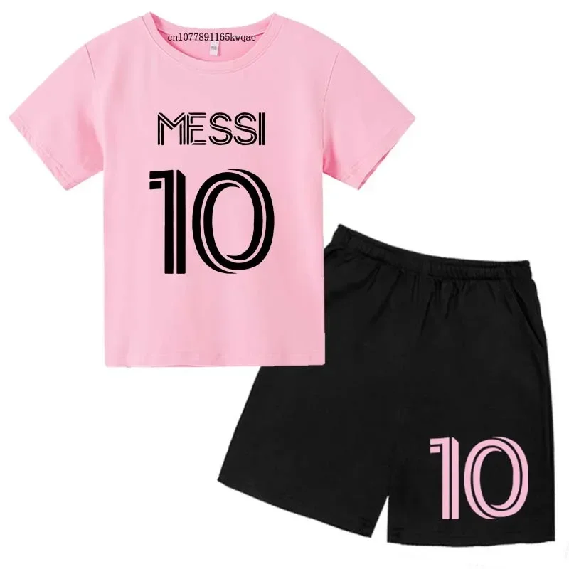 Kids Super Soccer Star No.10 Print 2pcs T-shirts+Pants Sports Suits 3-14 Years Boys Girls Idol Streetwear Children Outfits Sets