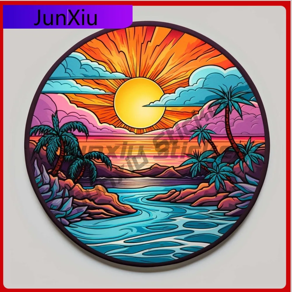 

Ocean Sunset Sticker Nature Decal for Truck Palm Tree Funny Waterproof Vinyl Acce Car Laptop Window Bumpe