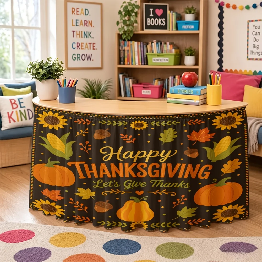 Halloween, Christmas, homecoming, party table dresses, 1-piece pumpkin letter corn and other printing elements
