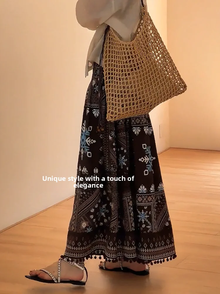 

Юбка макси с высокой талией Ele n Sle, полностью расклешенная, осенняя новинка, антивозрастная, для коррекции фигуры