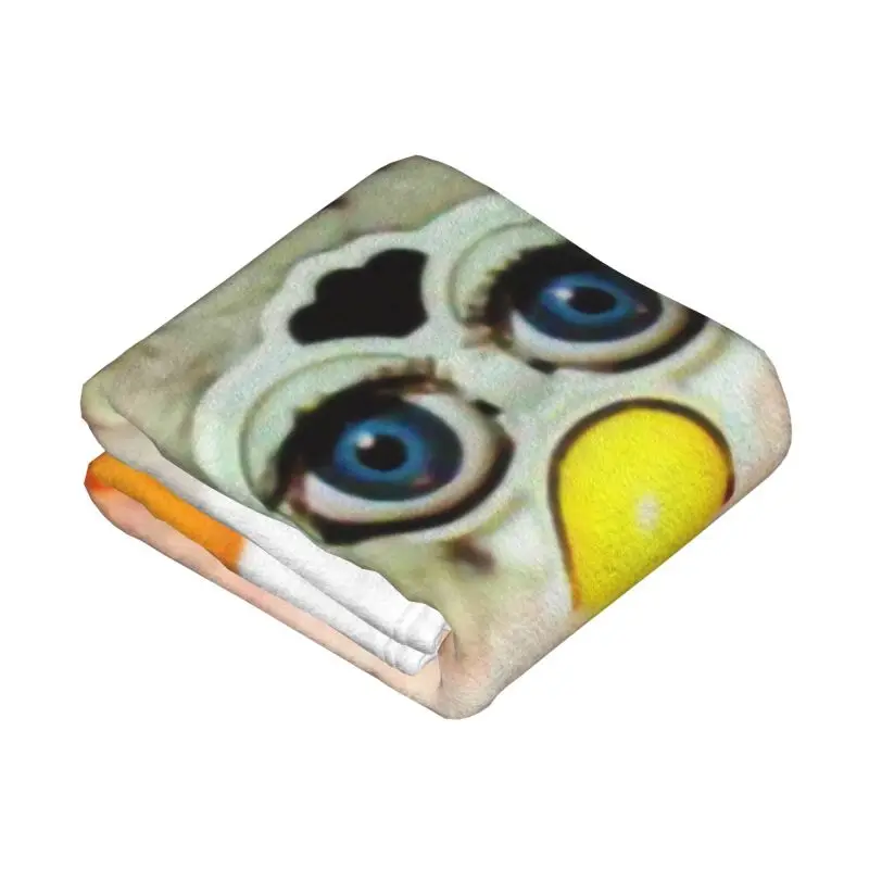 Custom Leopard Furbys Cartoon Robot Toys Blanket Soft Fleece Spring Warm Flannel Throw Blankets for Sofa Home Bed Bedspread