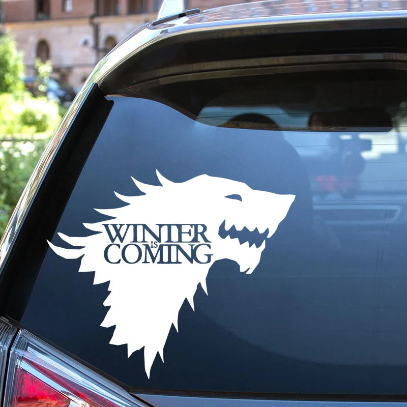 

1PC Assorted Styles Wolf Silhouette "WINTER IS COMING" Text Sticker Waterproof Adhesive Decals for Car Laptop Decor
