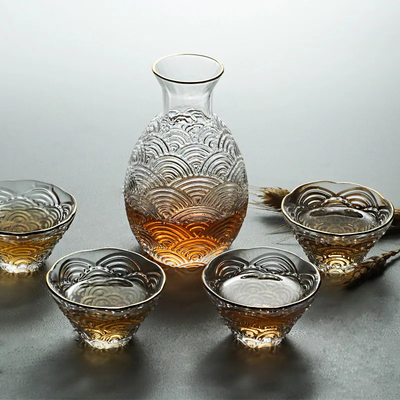 Japanese Hammer Sake Pot Set Glass Wine Pot Home Drinking Cup Wine Wanner Set Drinking Vessel Barl Tool