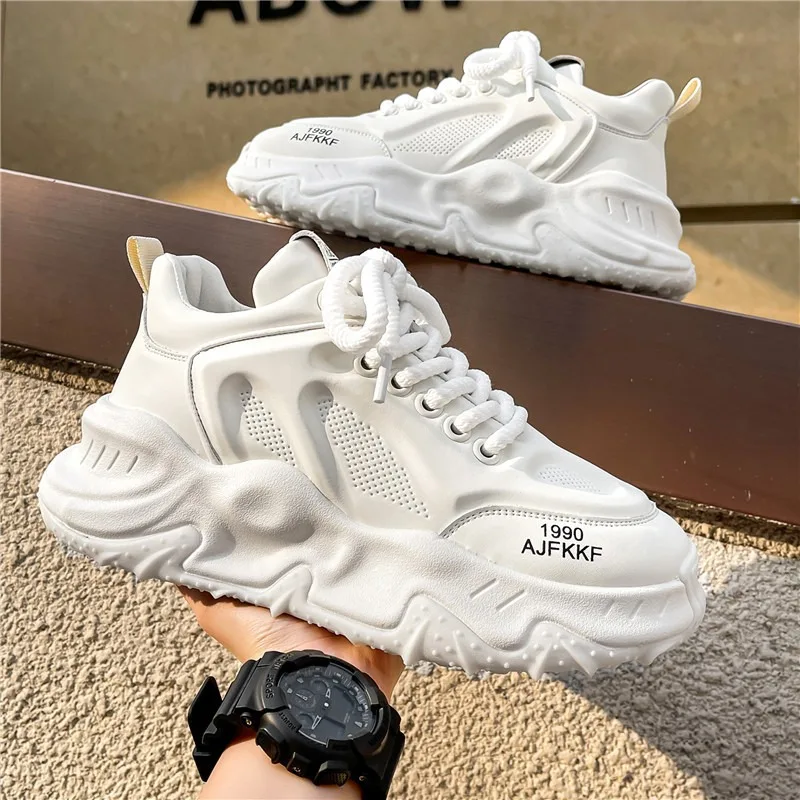 2025 Autumn New Men Platform Vulcanized Shoes Casual Leather Sneakers Brand Men Versatile Tenis Training Shoes Zapatillas Hombre
