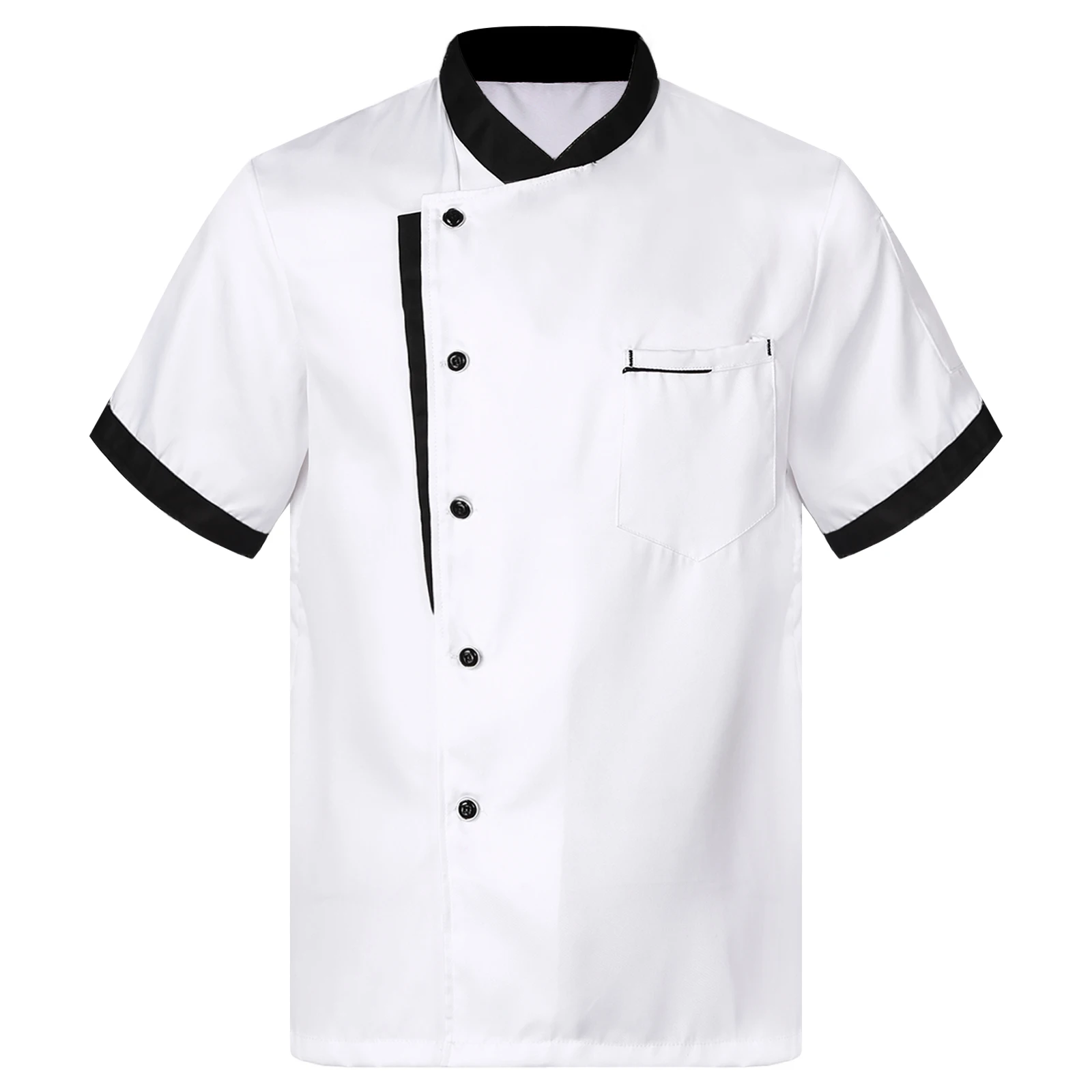 

Mens Short Sleeve Chef Coat Womens Unisex Bakery Canteen Restaurant Hotel Kitchen Workwear Uniform Breathable Button Cook Jacket