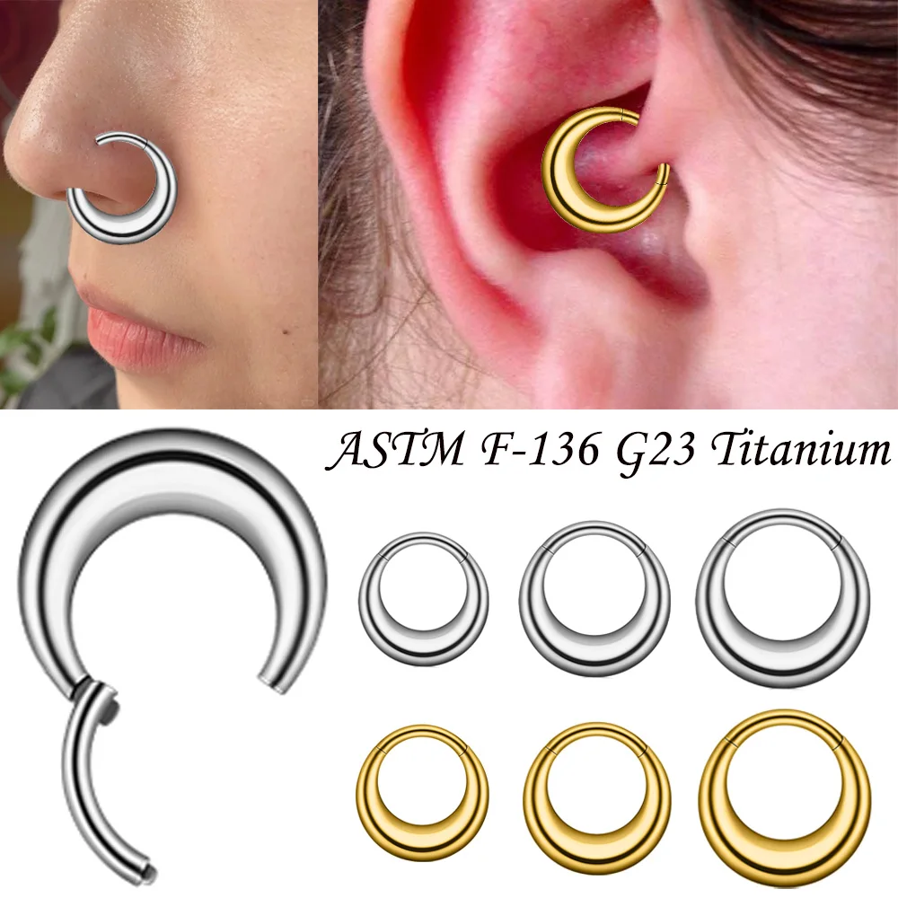1PC G23 Titanium Nose Septum Ring Cartilage Earrings Hoop Helix Conch Piercing Ear Cartilage Tragus Ear Lobe Piercing 16G